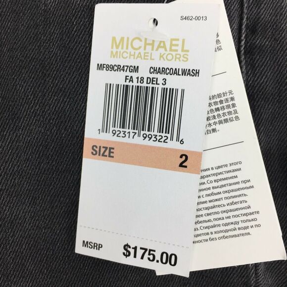 Michael Kors Women's Trombetta Crop Leg Jeans Sz 2 Charcoal Black Button Fly NWT - Picture 8 of 9